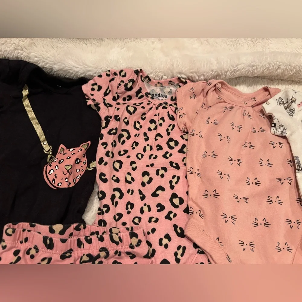 Baby Girl Mixed Clothing Set - Pink Leopard & Black - Picture 3 of 5